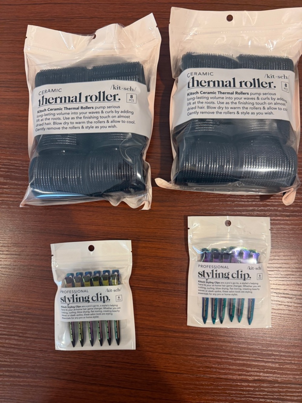 Kitsch Professional Styling Clips - 6 Pack and Ceramic thermal roller- 8 pack